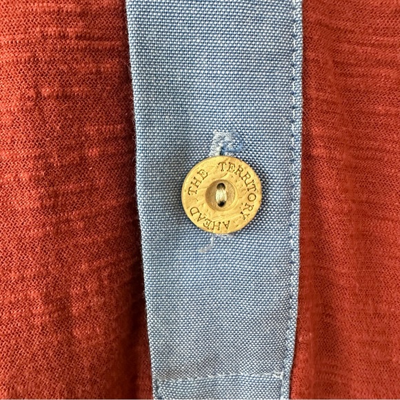 THE TERRITORY AHEAD Color Block Cotton Polo Shirt XXL Rust Red Yellow Blue - Picture 4 of 6
